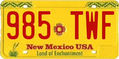 NM license plate 985TWF