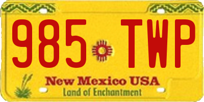 NM license plate 985TWP