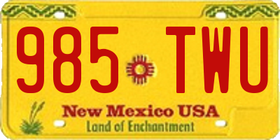 NM license plate 985TWU