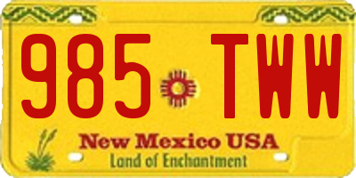 NM license plate 985TWW
