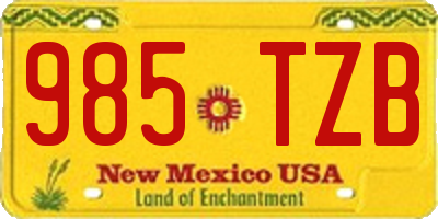 NM license plate 985TZB