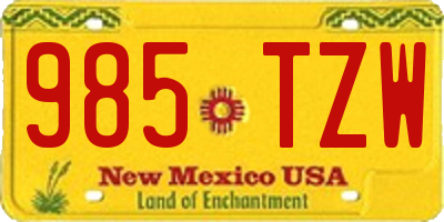 NM license plate 985TZW