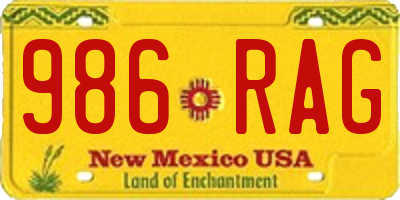 NM license plate 986RAG