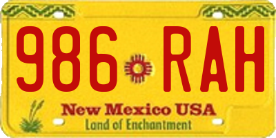 NM license plate 986RAH