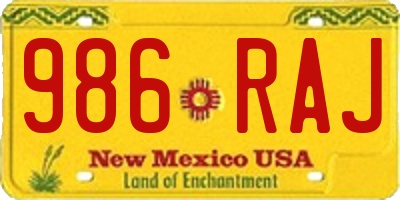 NM license plate 986RAJ