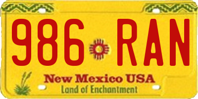 NM license plate 986RAN