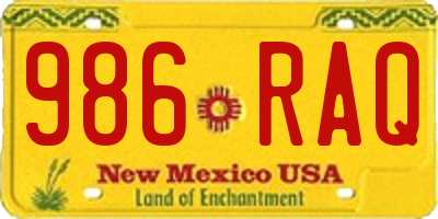 NM license plate 986RAQ