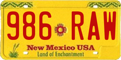 NM license plate 986RAW