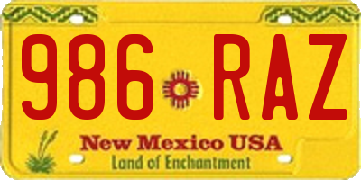 NM license plate 986RAZ