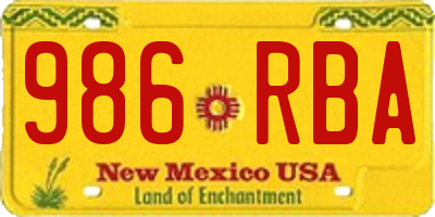 NM license plate 986RBA