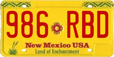NM license plate 986RBD