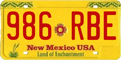NM license plate 986RBE