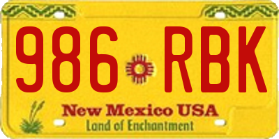 NM license plate 986RBK