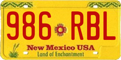 NM license plate 986RBL