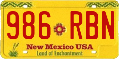 NM license plate 986RBN