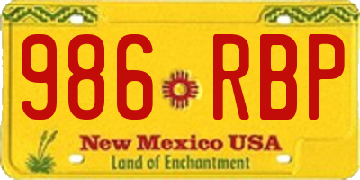 NM license plate 986RBP