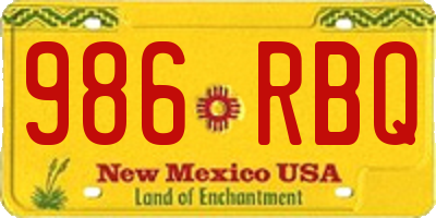 NM license plate 986RBQ