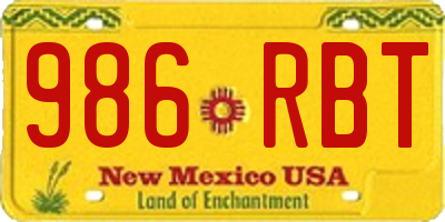 NM license plate 986RBT