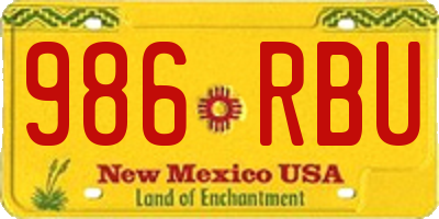 NM license plate 986RBU
