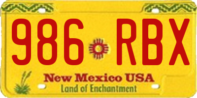 NM license plate 986RBX
