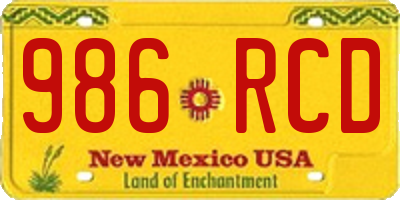 NM license plate 986RCD