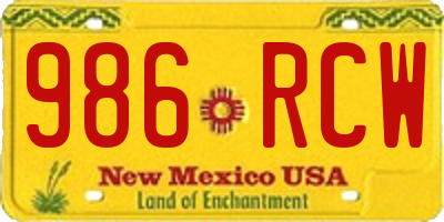 NM license plate 986RCW