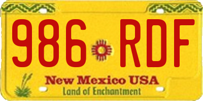 NM license plate 986RDF