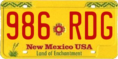 NM license plate 986RDG