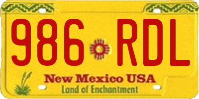 NM license plate 986RDL