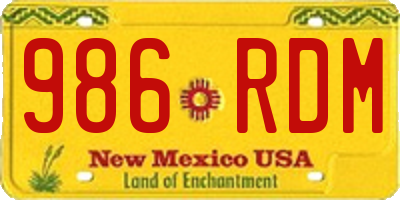 NM license plate 986RDM