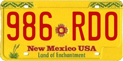 NM license plate 986RDO