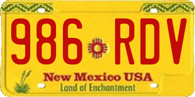 NM license plate 986RDV