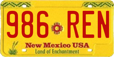 NM license plate 986REN