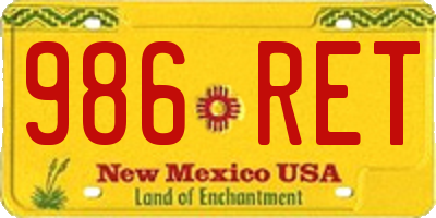 NM license plate 986RET