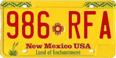 NM license plate 986RFA