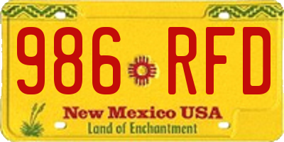 NM license plate 986RFD