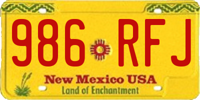 NM license plate 986RFJ