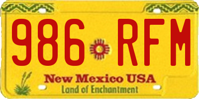 NM license plate 986RFM