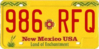 NM license plate 986RFQ