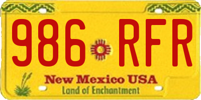 NM license plate 986RFR