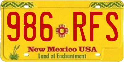 NM license plate 986RFS