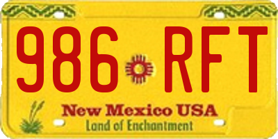 NM license plate 986RFT