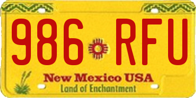 NM license plate 986RFU