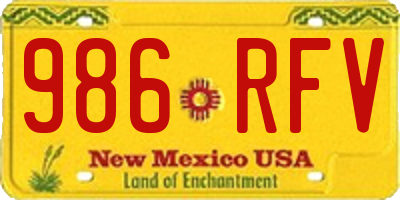 NM license plate 986RFV