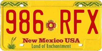 NM license plate 986RFX