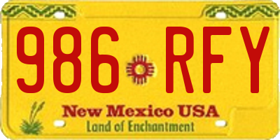NM license plate 986RFY