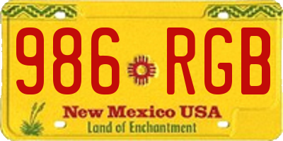 NM license plate 986RGB