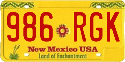NM license plate 986RGK