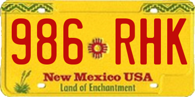 NM license plate 986RHK