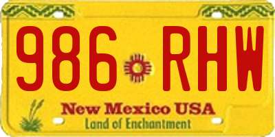 NM license plate 986RHW